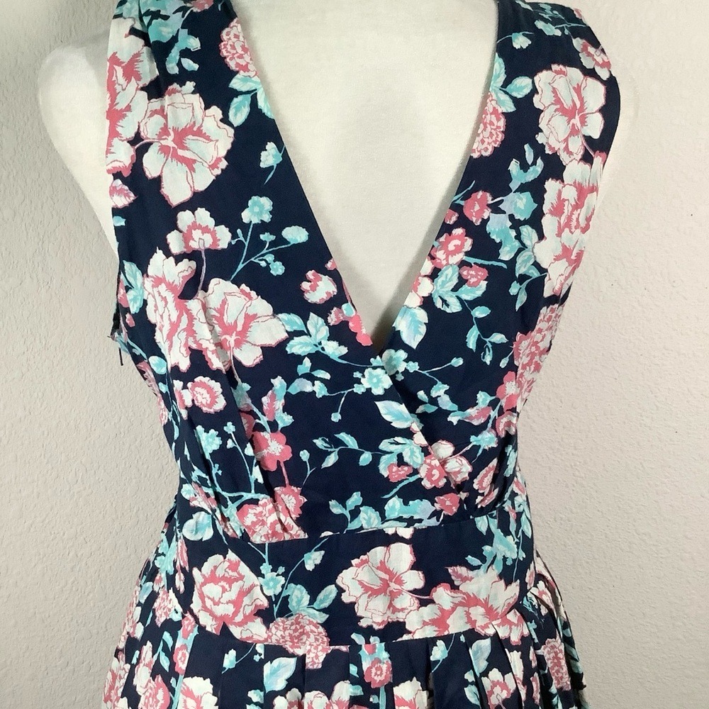 DIVA DOLLZ Fit & Flare Floral Cotton Dress M Retro Pinup Cottagecore Boho Navy - Picture 9 of 14